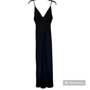 Zara Black Slip Dress Long V-Neck Size XS